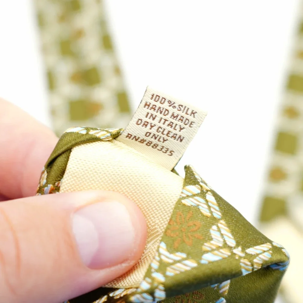 Tommy Bahama Green Brown Floral Check Hand Sewn Long‎ Wide Silk Tie